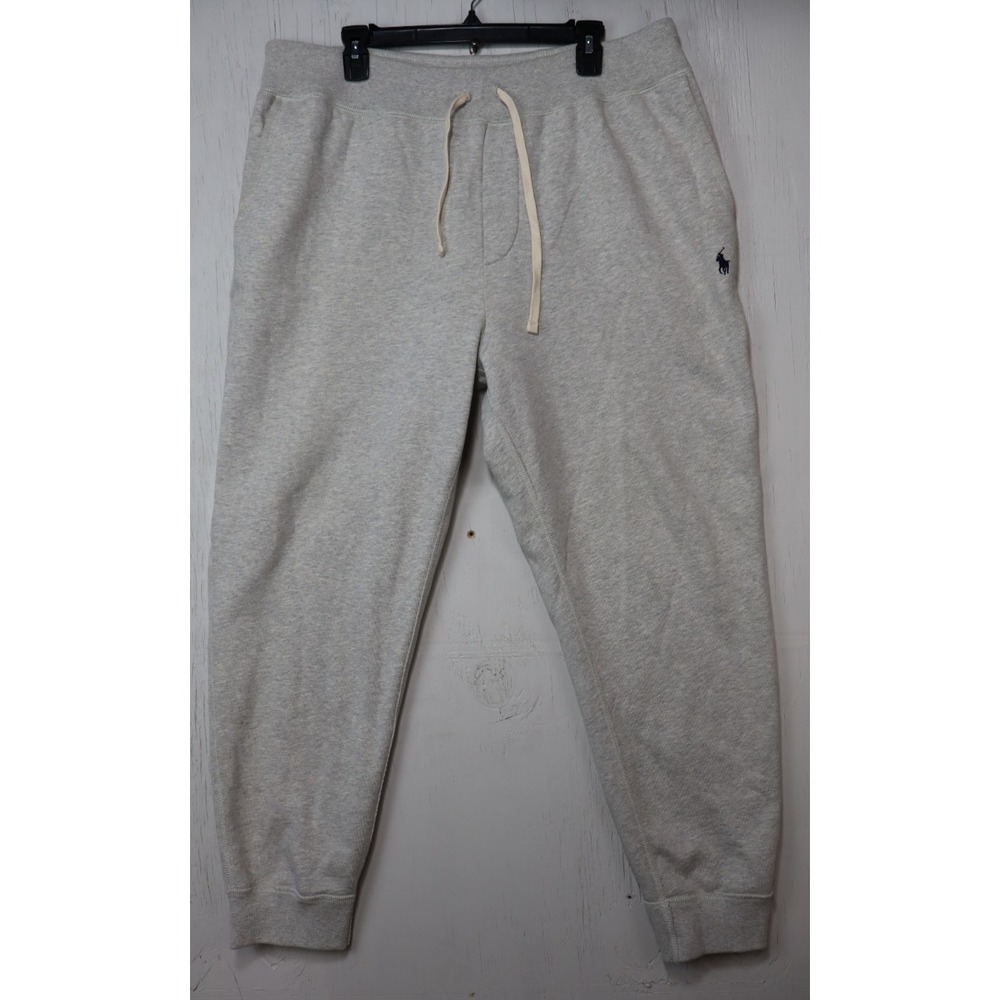 Polo by Ralph Lauren Sweat Pants Heavy Cotton Elastic Waist Draw String Gray XXL